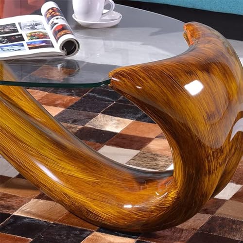 Oval Glass Coffee Table (Orange) Y754394