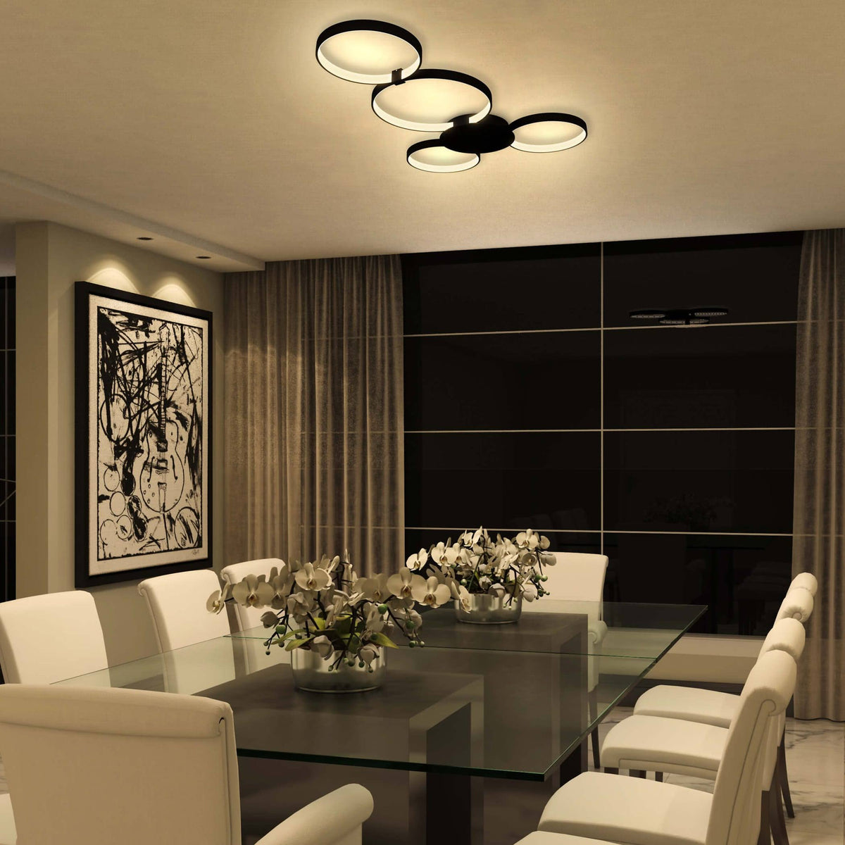 Black LED Semi-Flush Ceiling Light X6551