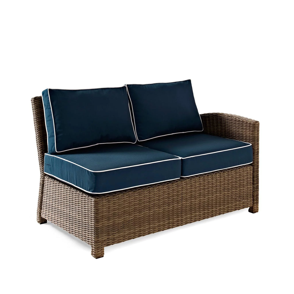 5 Piece Fabric Patio Sectional Set in Brown and Navy N439