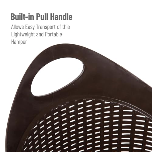 60L Rolling Laundry Hamper with Wheels, Plastic, Brown J533