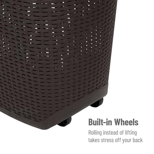 60L Rolling Laundry Hamper with Wheels, Plastic, Brown J533