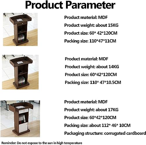 Wood Stand Floor Standing Podium with Storage Shelf Q865372