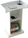 Wood Stand Floor Standing Podium with Storage Shelf Q865372