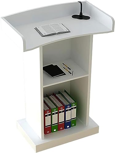 Wood Stand Floor Standing Podium with Storage Shelf Q865372