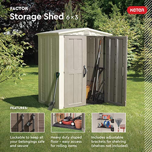 6x3 Outdoor Storage Shed Kit, Taupe & Brown R9645