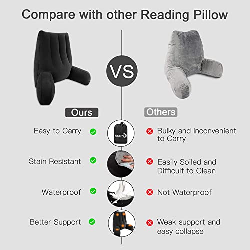 Grey Inflatable Reading Backrest Pillow with Arm Support Y37450
