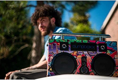Retro Bluetooth Boombox with Rechargeable Lithium Battery, Carrying Strap & Mic Y88339