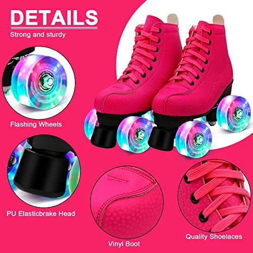 High-top Classic Double-Row Roller Skates Shoes with 4 Shiny Wheels PU Leather G37408