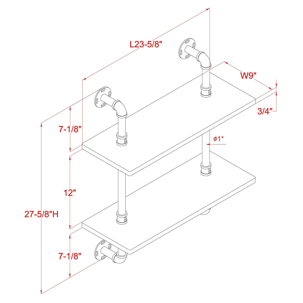 Floating Ladder Wall Shelf - 2-Tier P579