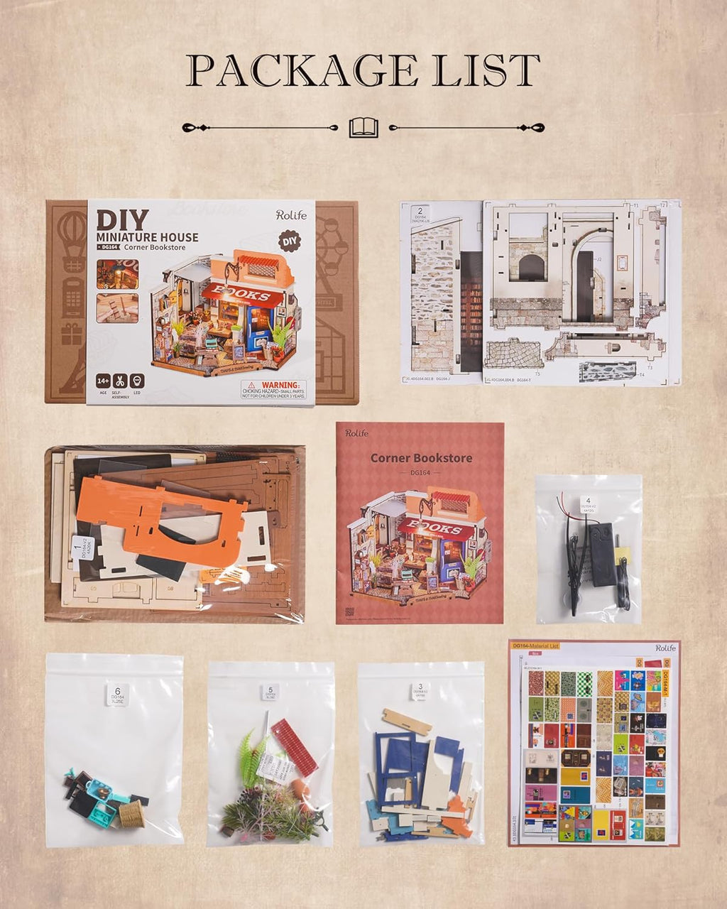 DIY Miniature House Kit 1:20 Scale Bookstore with LED Lights Q9311
