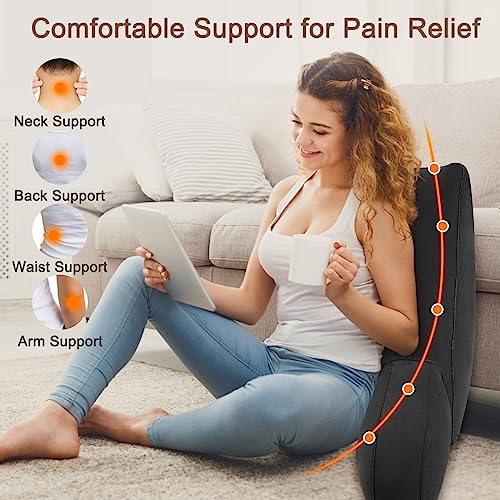 Grey Inflatable Reading Backrest Pillow with Arm Support Y37450