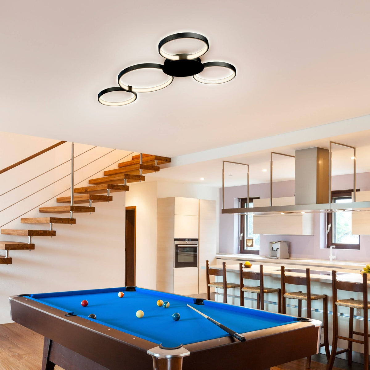 Black LED Semi-Flush Ceiling Light X6551