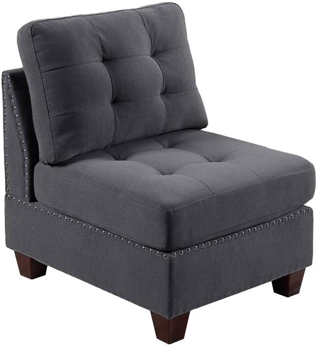 Gray Linen Like Fabric Modular Sectional 6pc Set W3049