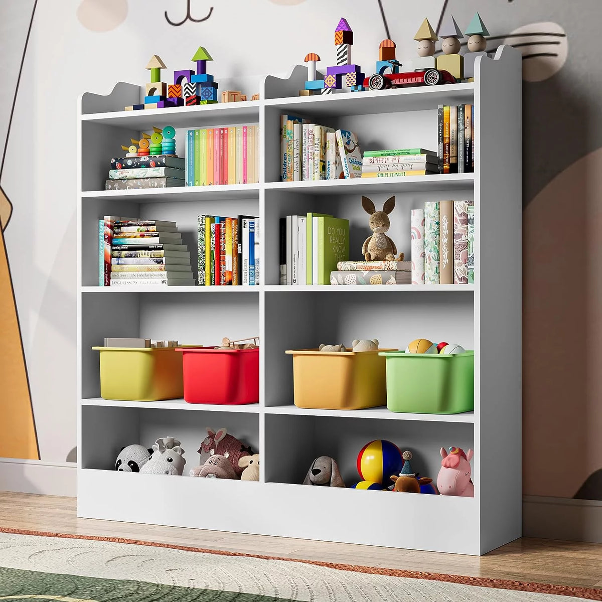 5 Tier White Wooden Kids Bookshelf N54836