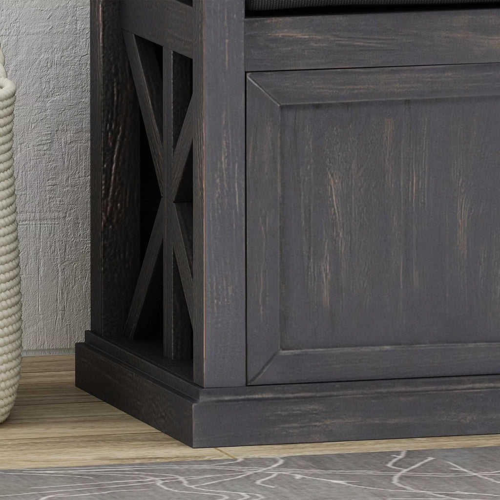 Acacia Wood Storage Bench with Cushion Q714