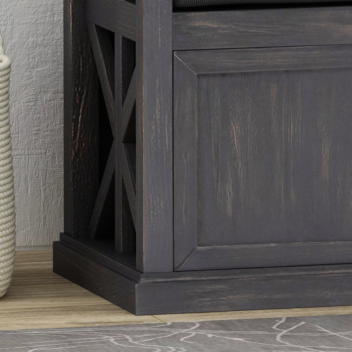 Acacia Wood Storage Bench with Cushion Q714