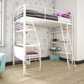 Twin Loft Bed with Integrated Desk and Shelves, White R7952