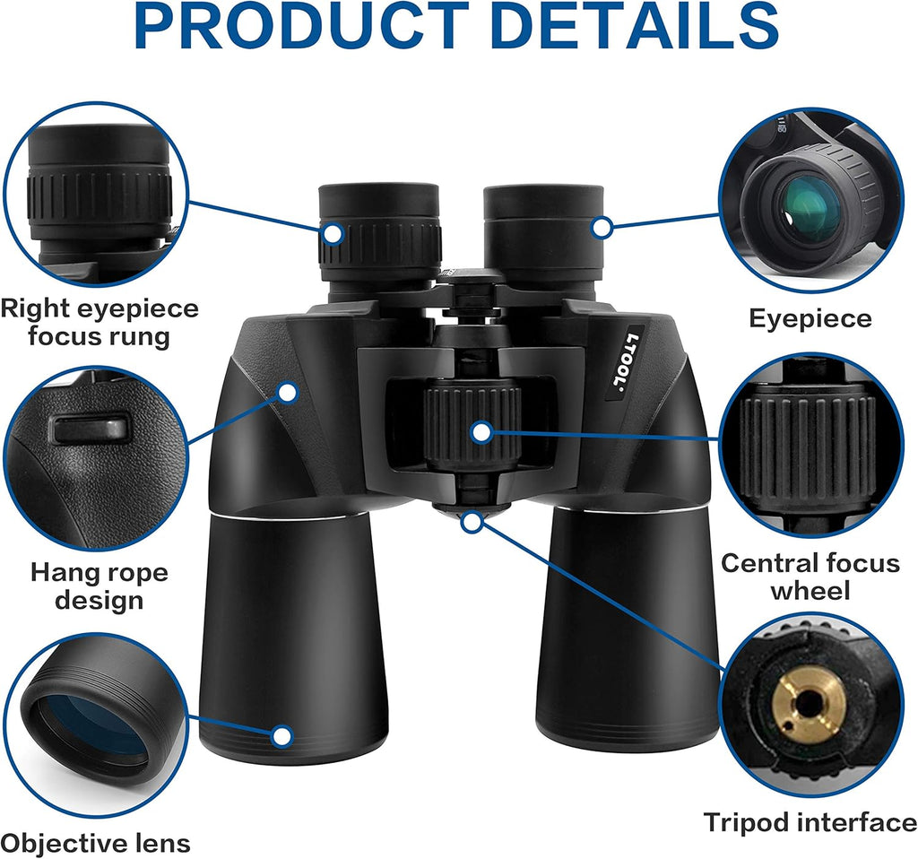 10x50 HD High Power Binoculars with Carrying Case and Neck Strap B549