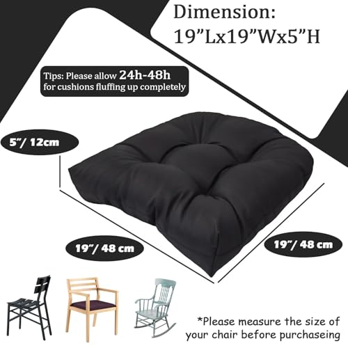 Water-Repellent Outdoor Chair Cushions Set of 2, 19”X19” Tufted Seat Cushions W50135