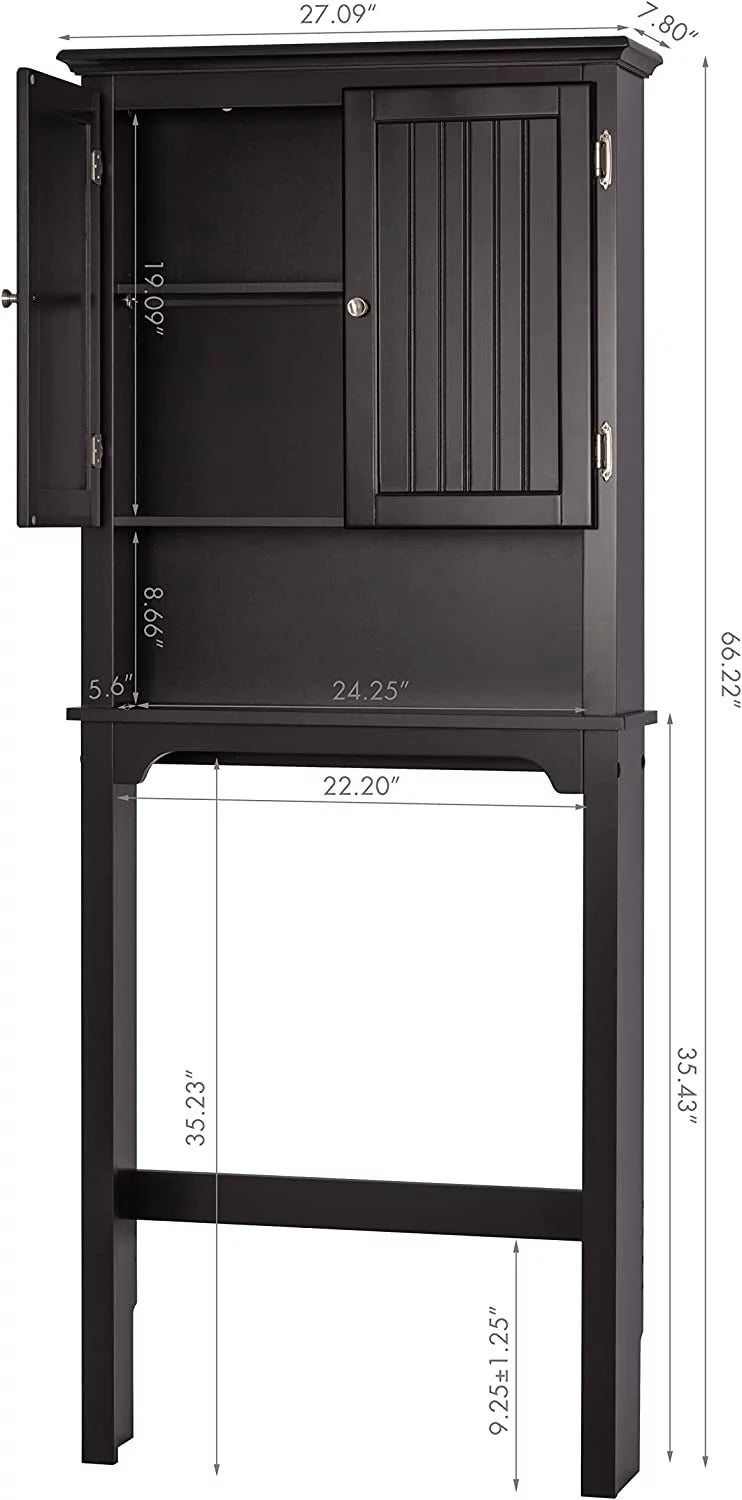 Bathroom Storage Over The Toilet Cabinet with Adjustable Shelves and Double Doors J526