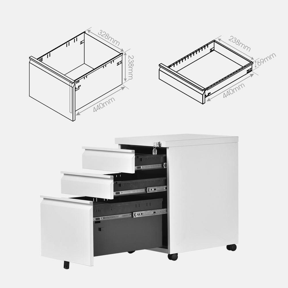 White 3-Drawer File Cabinet Storage Cabinet K177352