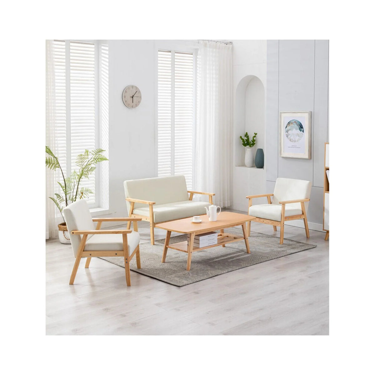 Beige Loveseat and 2 Chair Set L37824