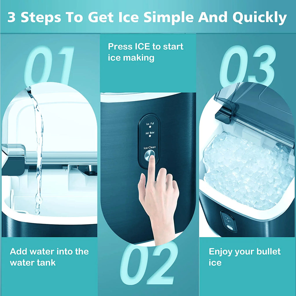 Nugget Ice Maker Countertop with Self-Cleaning Function, 33lbs/24H Chewable Ice, Black E1405