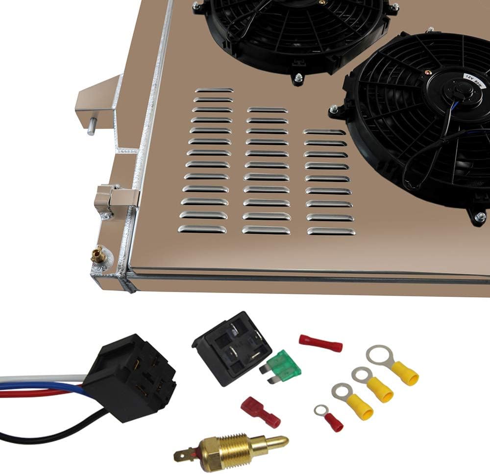 3 Row Core Aluminum Radiator with Shroud Fan and Relay Q658