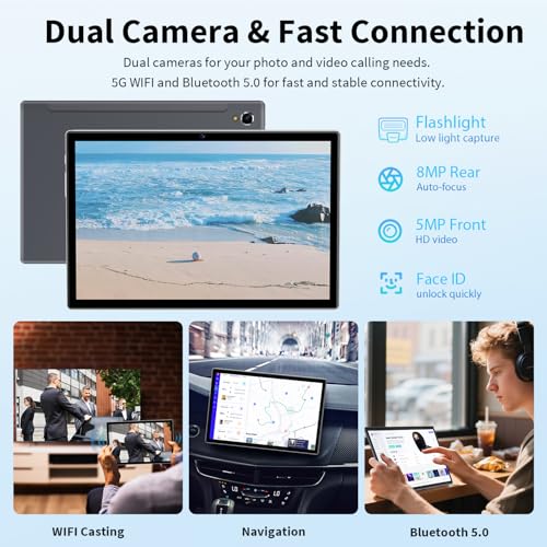 10 inch Tablet with Keyboard, 12GB RAM, 128GB ROM, Black J367