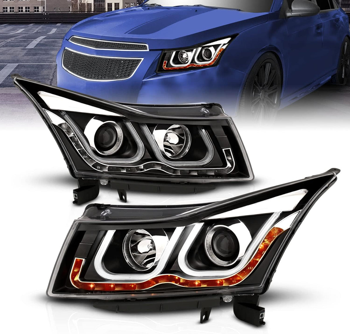Black Projector Headlights Bar Style J6606