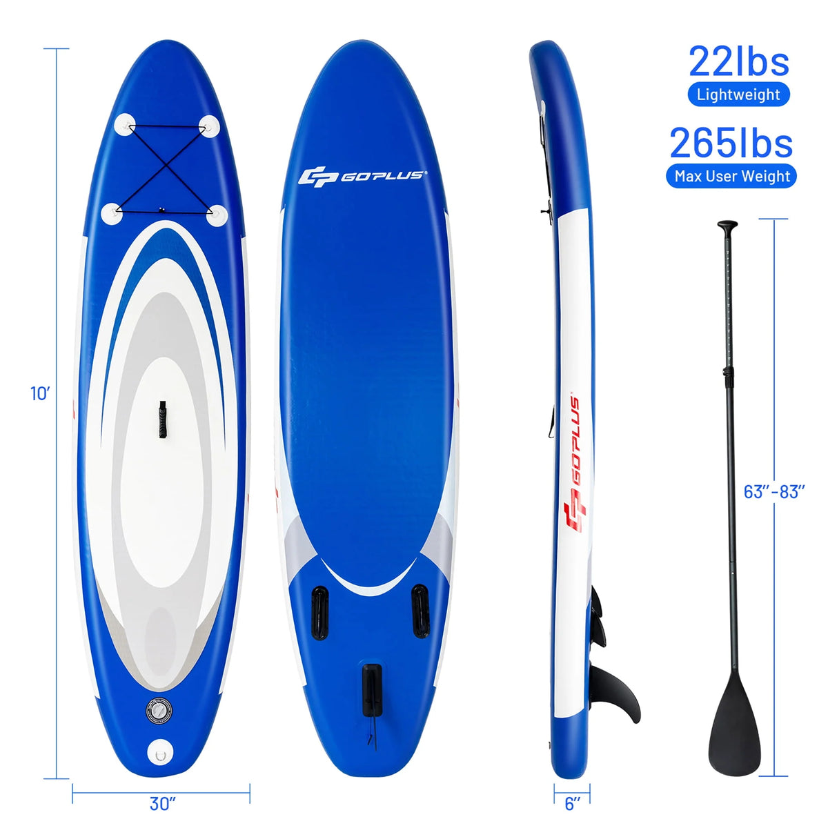 10' Inflatable Stand Up Paddle Board with Bag Paddle Pump A9750