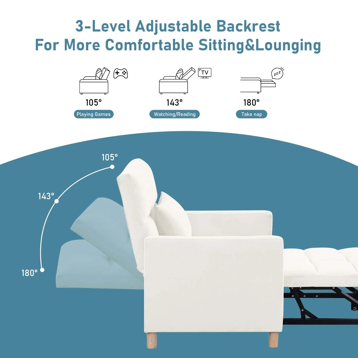 Gray Convertible Sleeper Chair Bed F73580