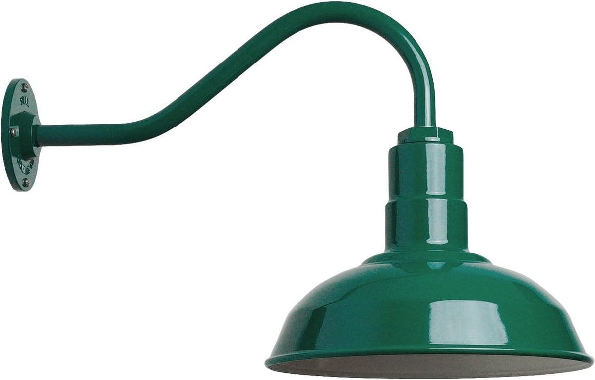 Matte Black Gooseneck Barn Light with Brass Interior F813