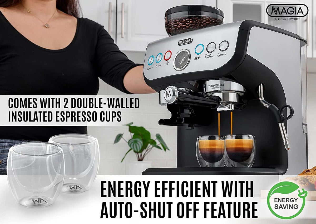 Manual Espresso Machine with Grinder and Milk Frother V767209