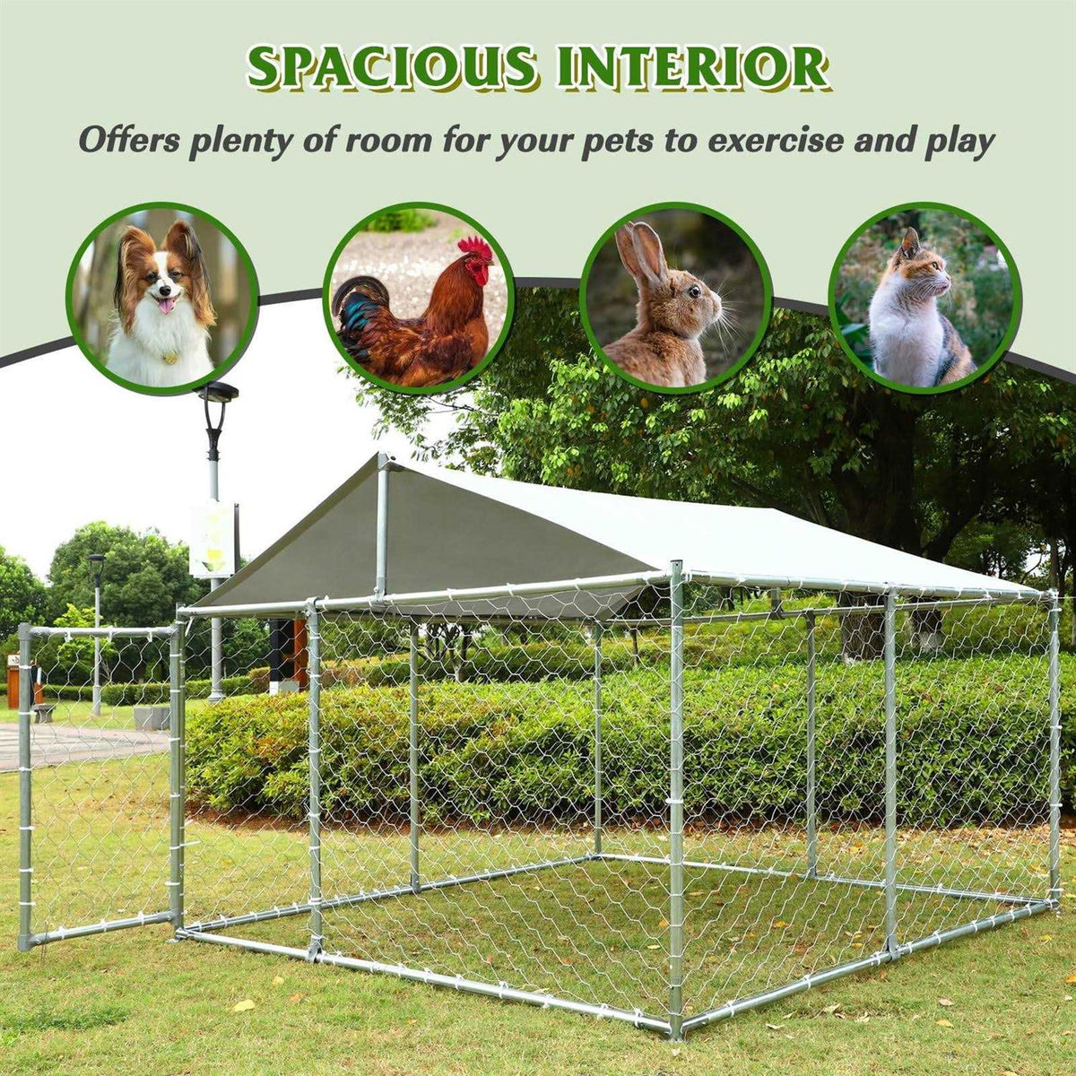 Large Outdoor Dog Kennel with Waterproof Cover T954