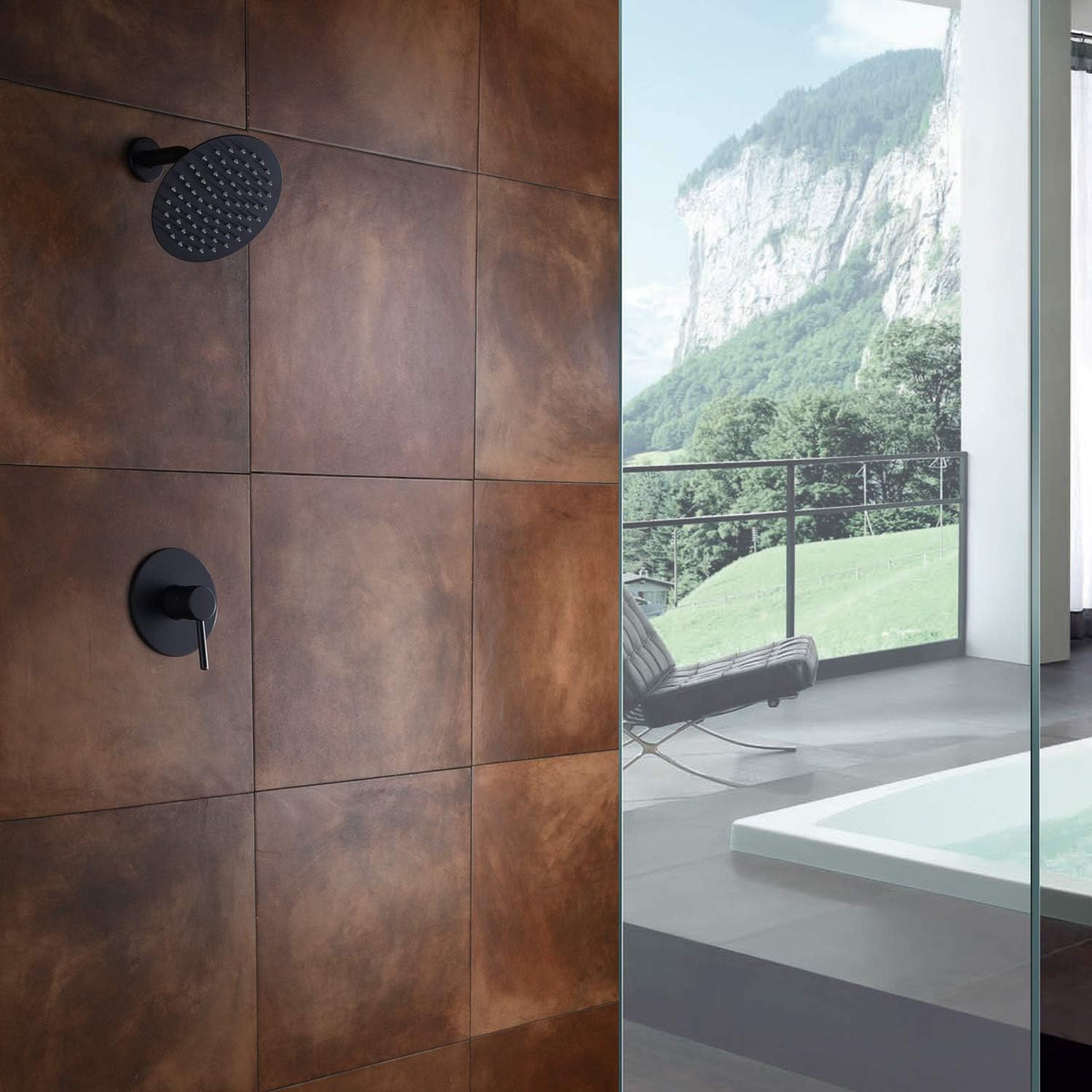 Brushed Brass Shower Faucet Set with Rain Shower Head T711