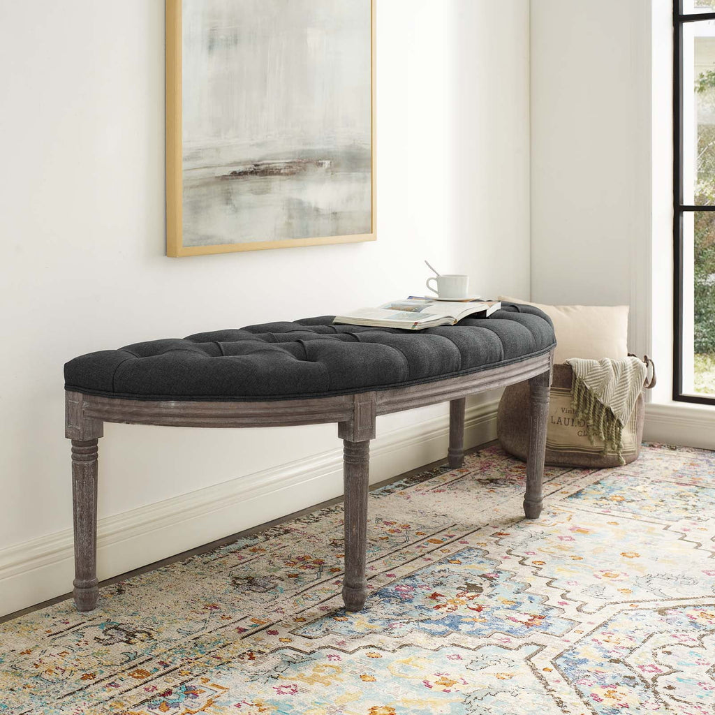 Grey Fabric Wood Accent Chair Bench H81835