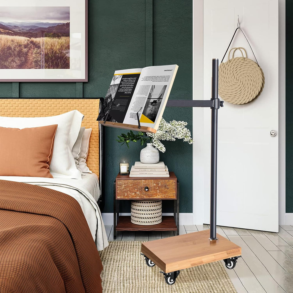 Adjustable Bamboo Floor Book Stand I702