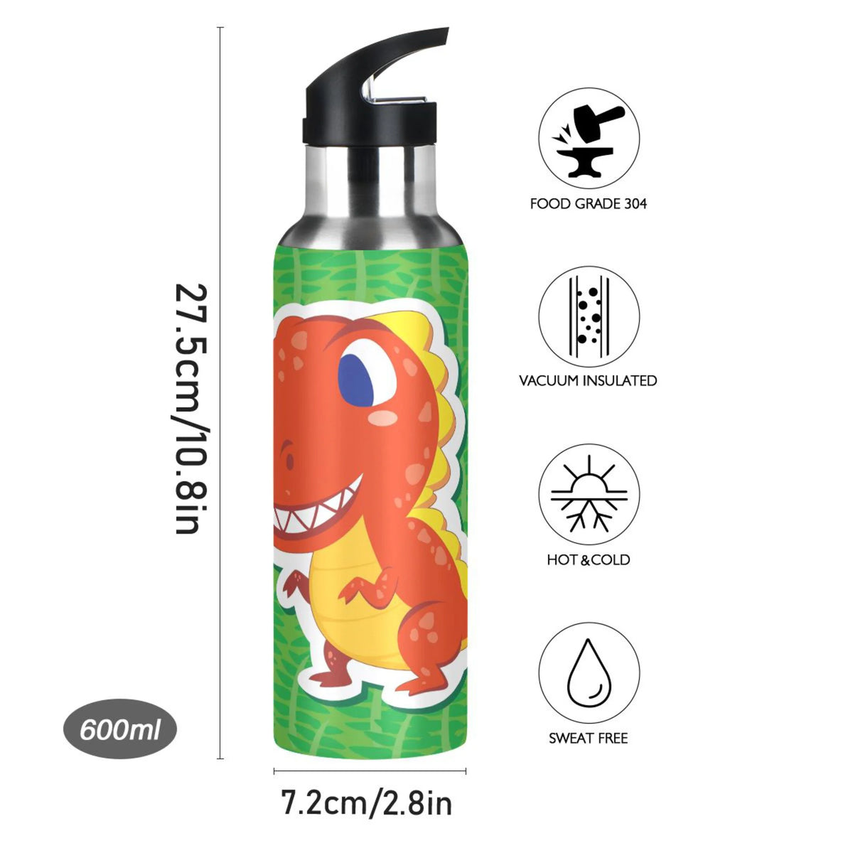 Stainless Steel Water Bottle with Straw Lid 20 OZ Y334
