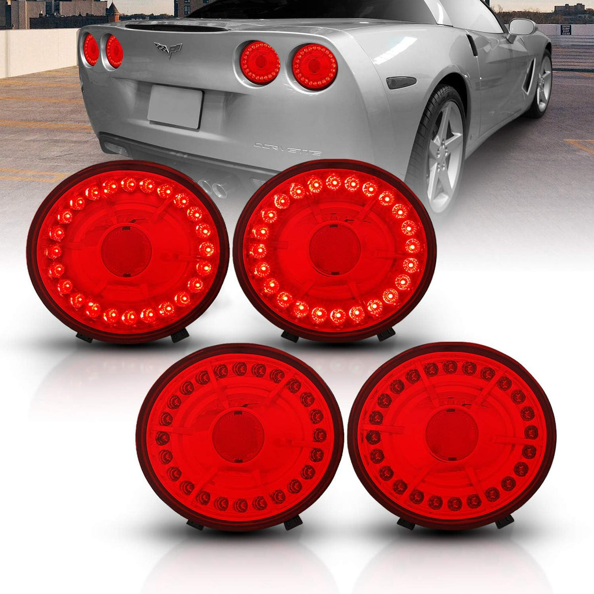 All Red L.E.D Taillights for Chevy Corvette Z06 F601