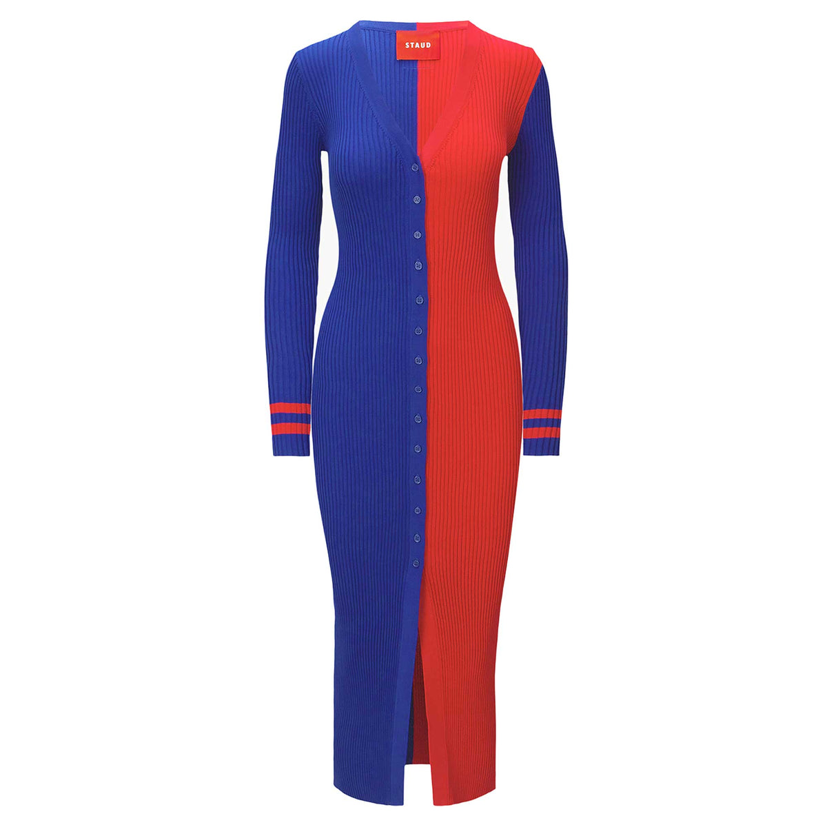 Red Knit Button-Up Sweater Dress G66257