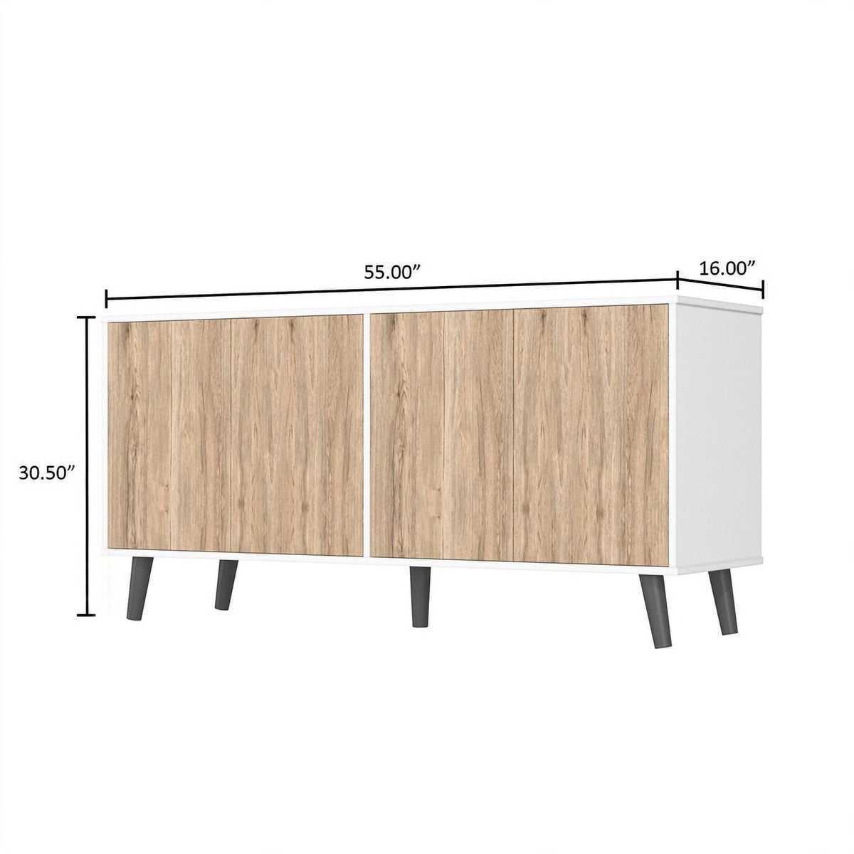 White & Natural Sideboard Buffet Cabinet with Storage U9249