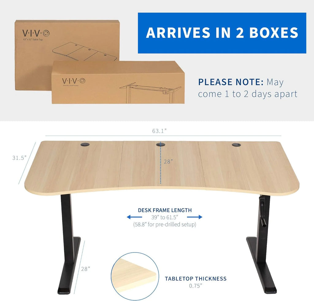 Height Adjustable 63 X 32 Inch Stand Up Desk N33141