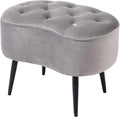 Grey Velvet Ottoman Foot Stool with Steel Legs A849