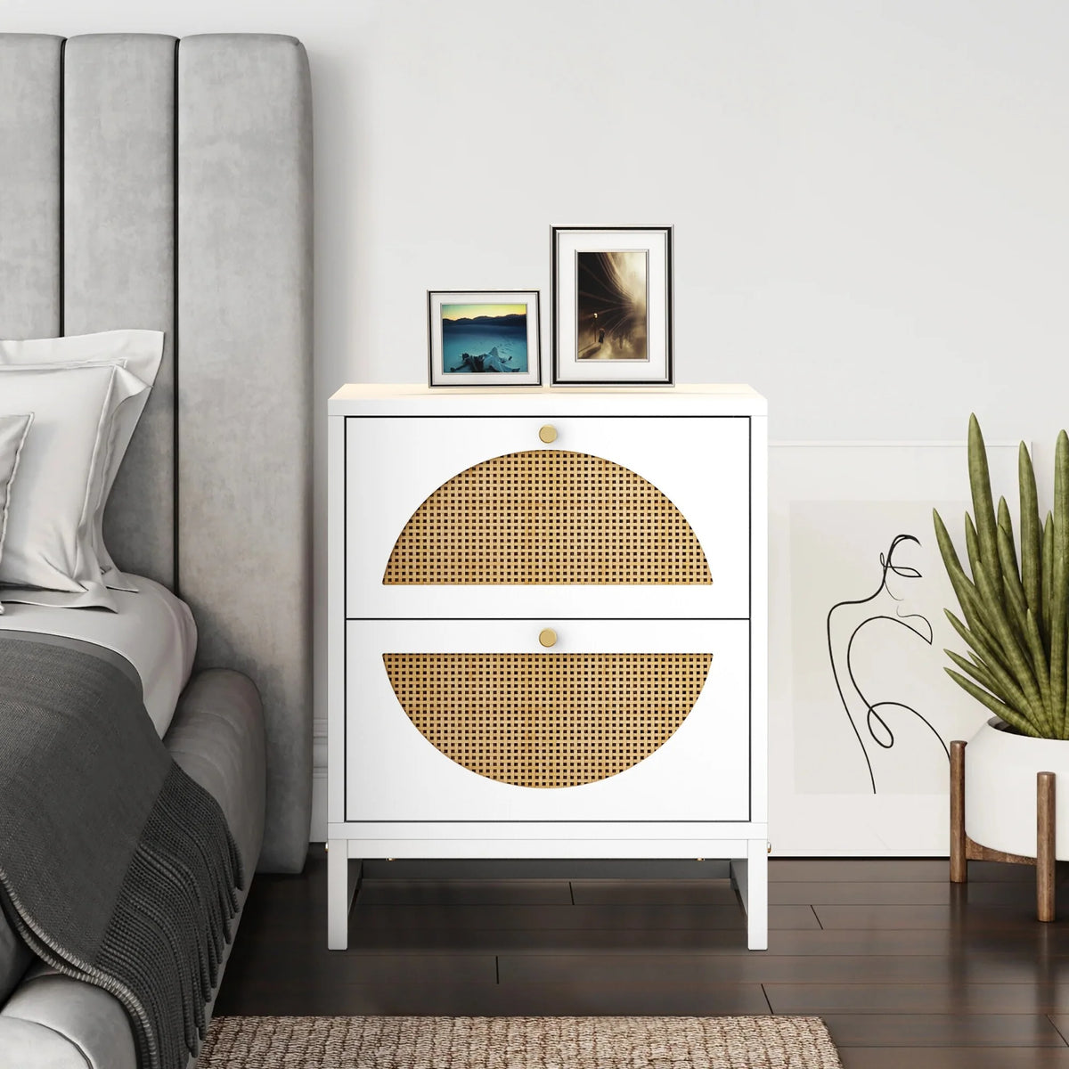 Nightstand Side Table with Two Drawer T162566