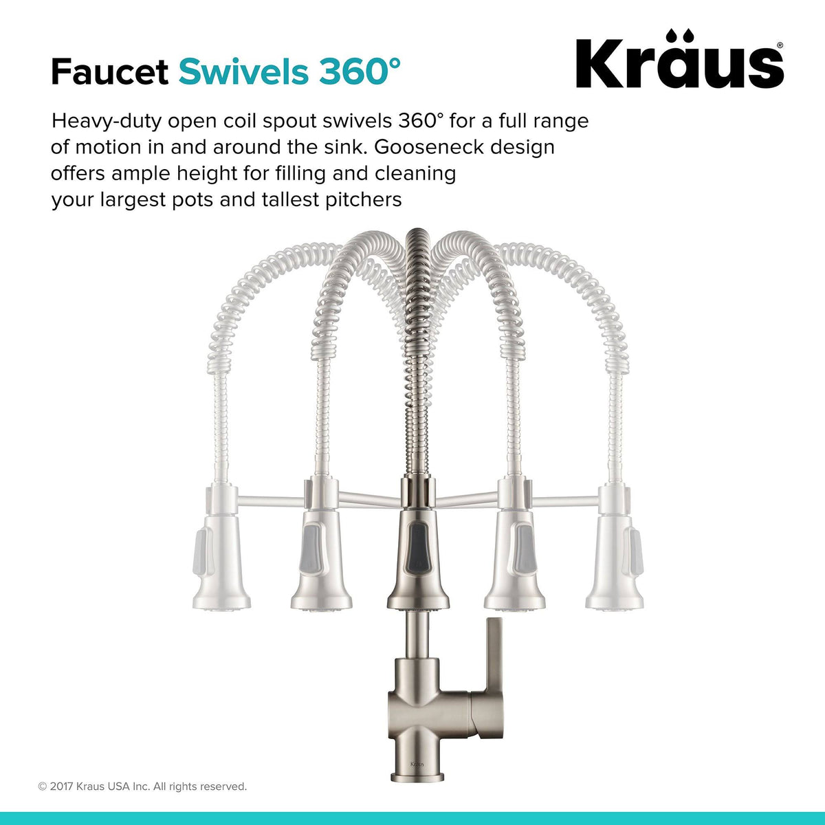 Brushed Gold & Matte Black Commercial Kitchen Faucet with Dual Function Sprayhead O4272