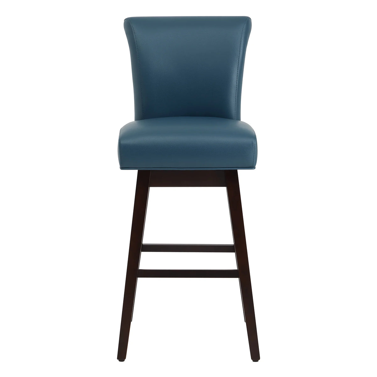 Dark Blue Faux Leather Upholstered Swivel Counter Bar Stools Set of 2 S302