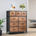 Rustic Wood-grain 9-drawer Dresser with Metal Frame B74810