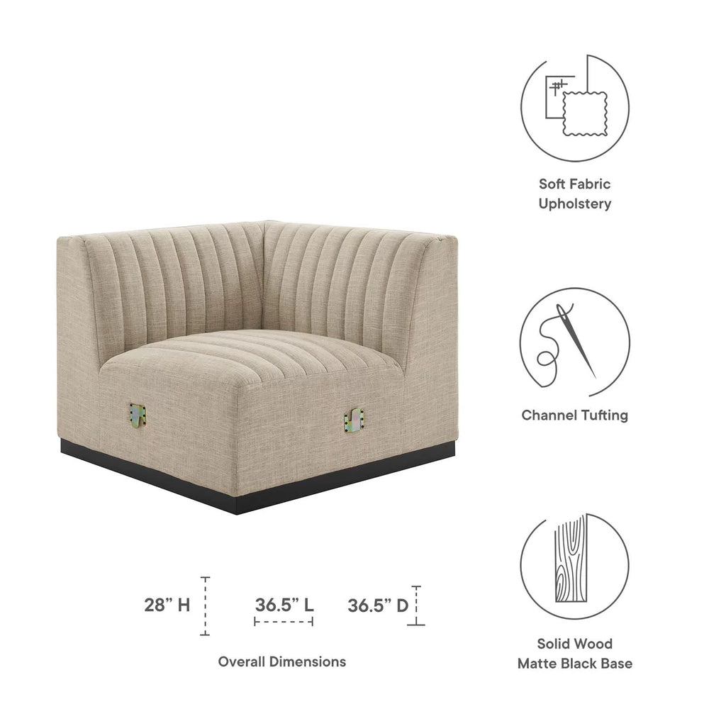 Beige Tufted Fabric Corner Chair P208280