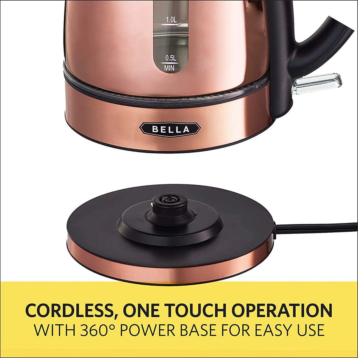 Copper Chrome 1.7 Liter Cordless Electric Glass Kettle V82949